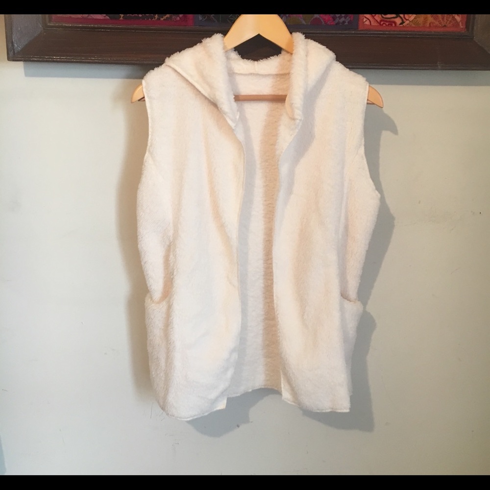 Teddy Bear Faux-Fur Sherpa Hoodie Vest S - Picture 2 of 6